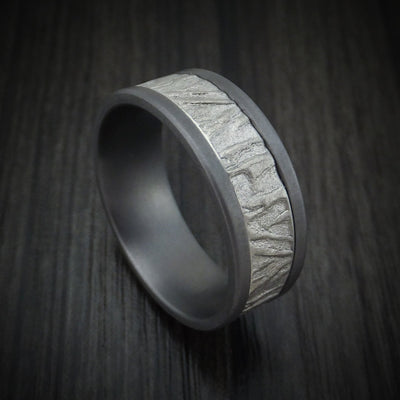 Tantalum and Textured 14K White Gold Men's Ring