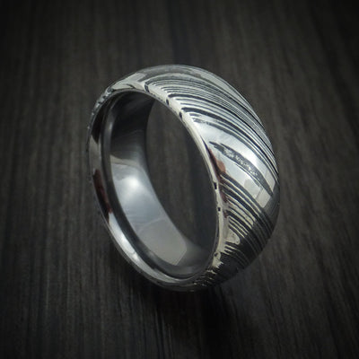 Kuro Damascus Steel Men's Ring with Tantalum Sleeve Custom Made
