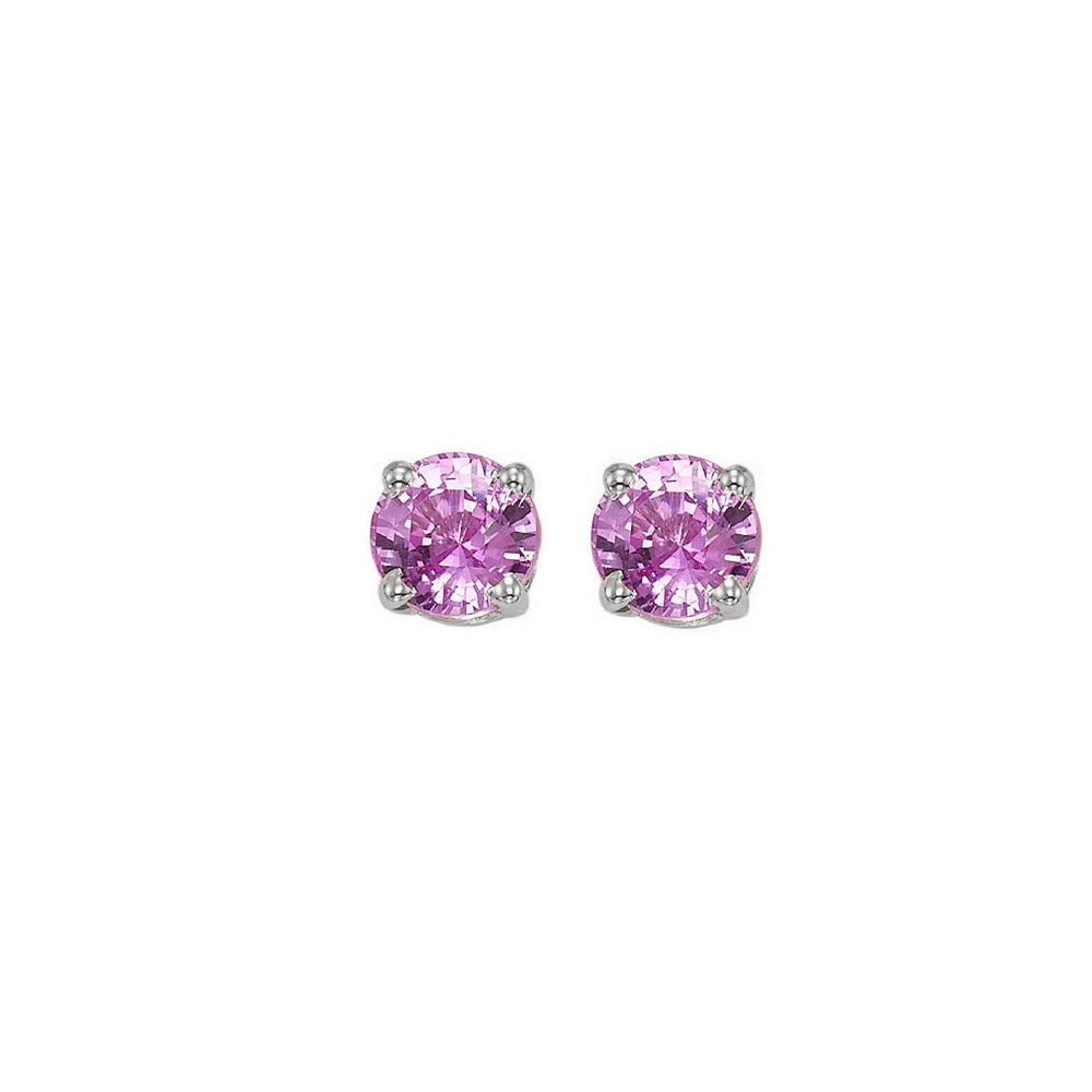 14Kt White Gold Pink Sapphire 7/8Ctw Earring
