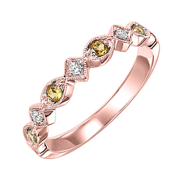 14Kt Rose Gold Diamond 1/20Ctw & Citrine 1/6Ctw Ring