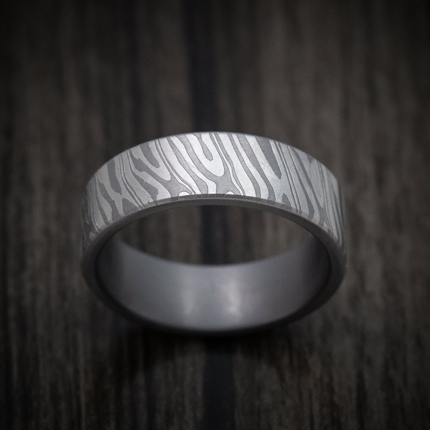 Tamascus Tantalum Men's Ring Tiger Stripe Pattern Custom Made Band