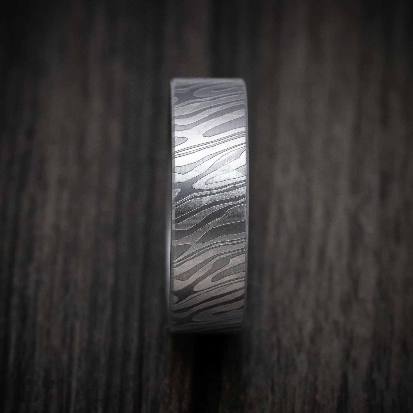 Tamascus Tantalum Men's Ring Tiger Stripe Pattern Custom Made Band