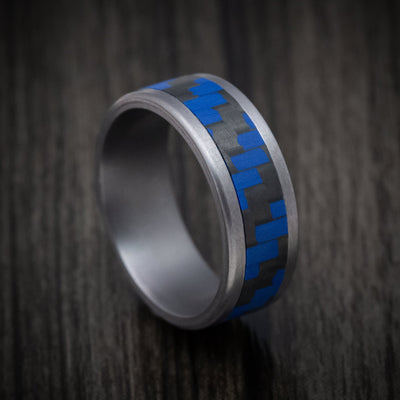 Tantalum and Blue Carbon Fiber Mens Band