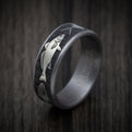 Tantalum and Black Titanium Bay Fish Pattern Ring