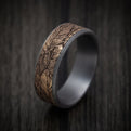 Tantalum and 14K Gold Feather Pattern Ring