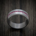 Tantalum Band With Satin Finish And Rubies Custom Made Men's Ring