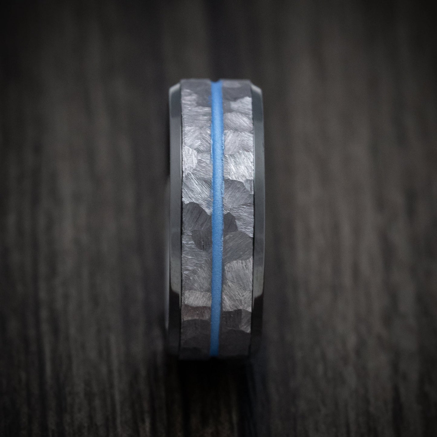 Black Titanium Men's Ring with Tantalum and Cerakote Inlays Custom Made Band