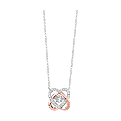 10Kt White Rose Gold Diamond 1/5Ctw Necklace