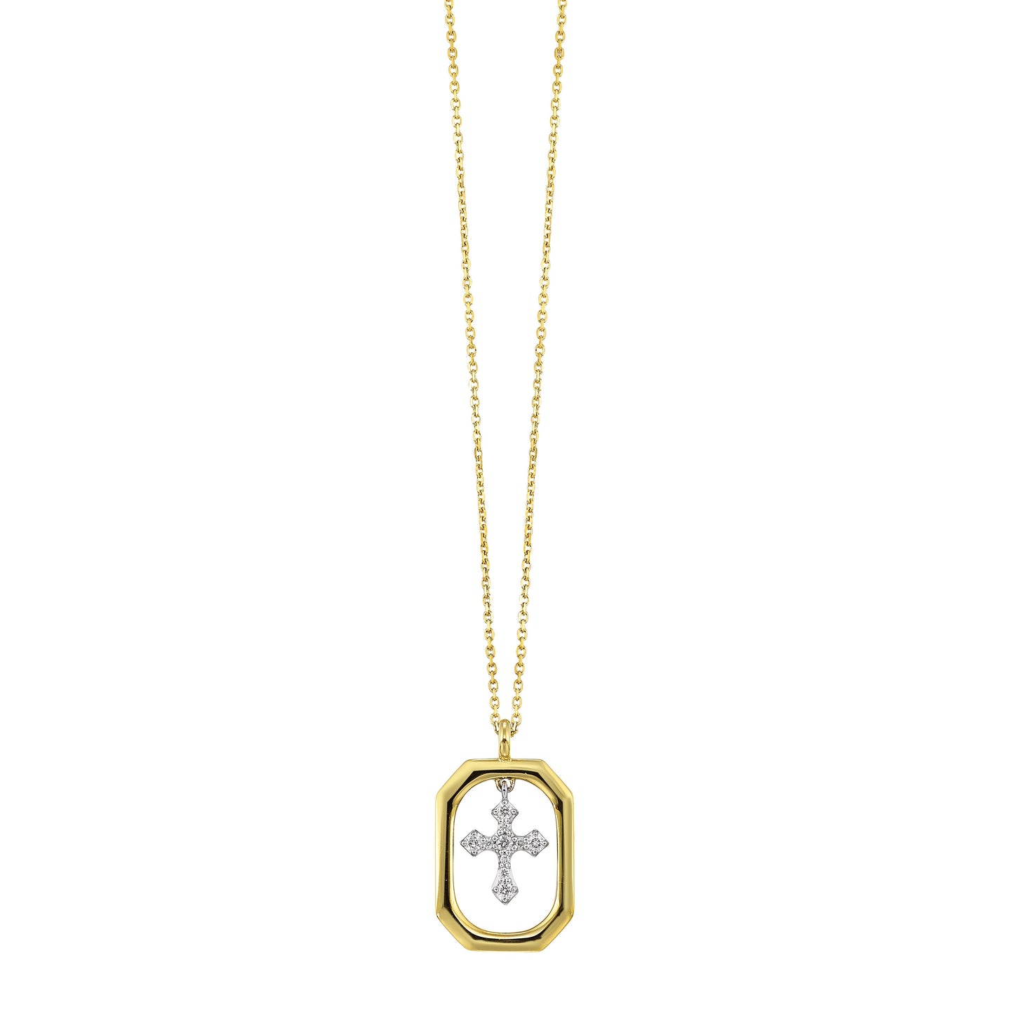 14Kt White Yellow Gold Diamond 1/12Ctw Necklace