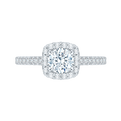 14K White Gold Round Diamond Halo Engagement Ring