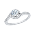 14K White Gold Round Cut Diamond Promise Engagement Ring