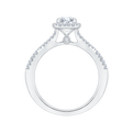 14K White Gold Round Diamond Halo Engagement Ring with Split Shank