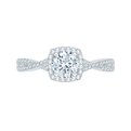 14K White Gold Round Diamond Halo Engagement Ring with Split Shank