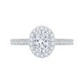 Oval Diamond Halo Engagement Ring In 14K White Gold