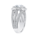 Diamond Halo Engagement Ring in 18K White Gold (Semi-Mount)