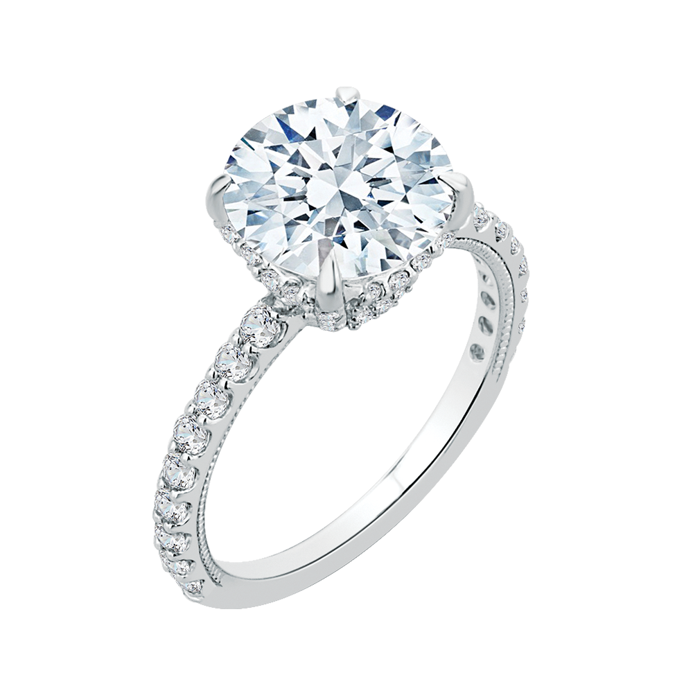 14K White Gold Round Diamond Engagement Ring (Semi-Mount)