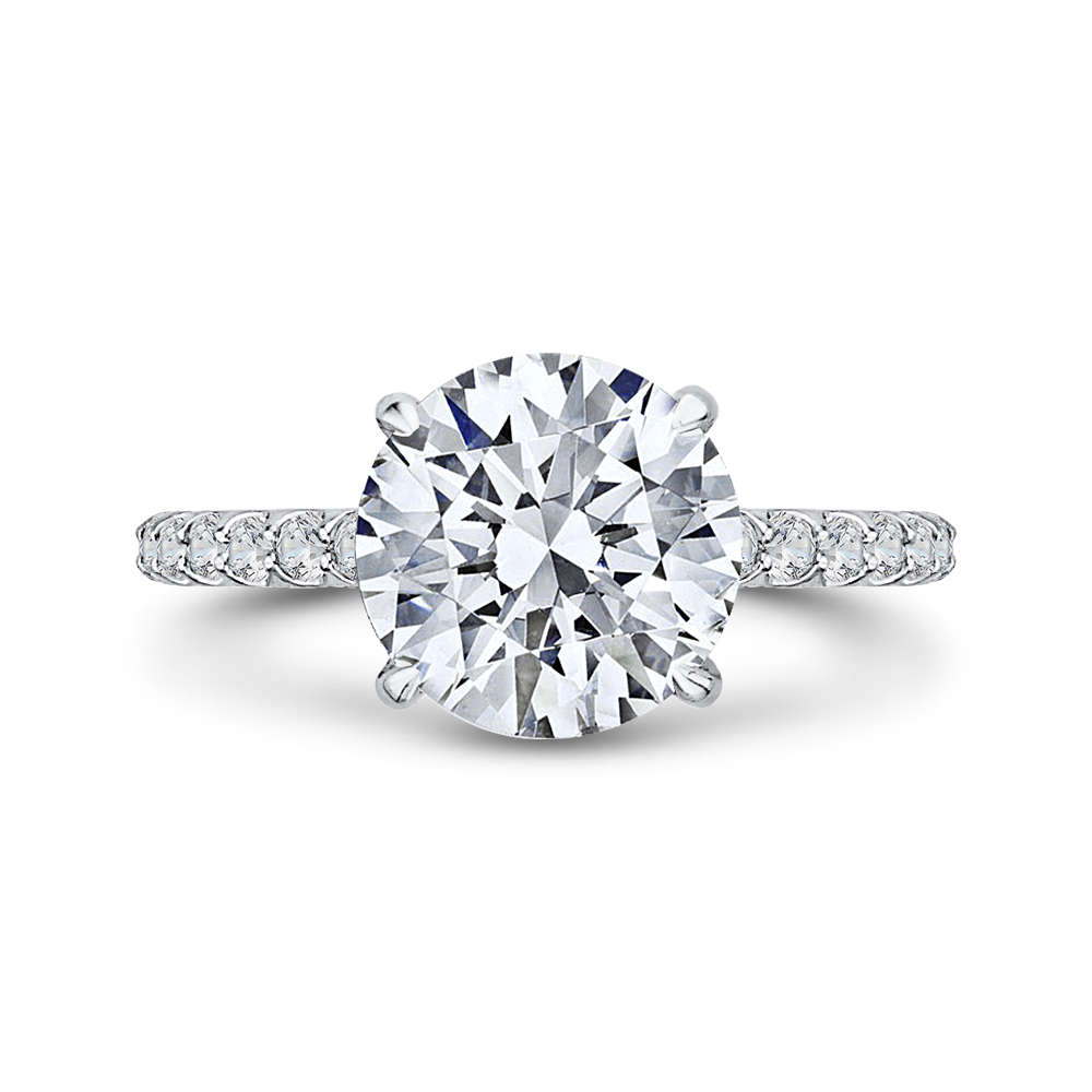 14K White Gold Round Diamond Engagement Ring (Semi-Mount)