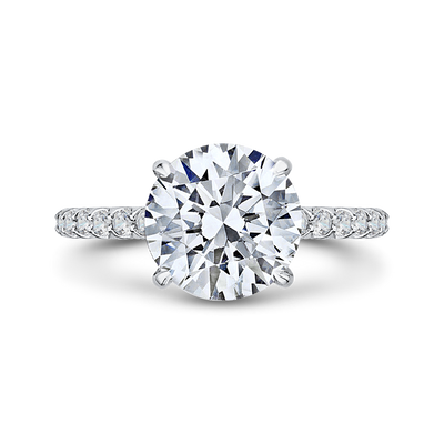 14K White Gold Round Diamond Engagement Ring (Semi-Mount)
