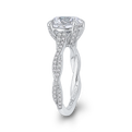 Crossover Shank Round Diamond Engagement Ring in 18K White Gold (Semi-Mount)