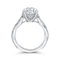 Crossover Shank Round Diamond Engagement Ring in 18K White Gold (Semi-Mount)