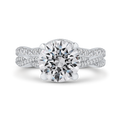 Crossover Shank Round Diamond Engagement Ring in 18K White Gold (Semi-Mount)