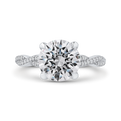 Crossover Shank Round Diamond Engagement Ring in 18K White Gold (Semi-Mount)
