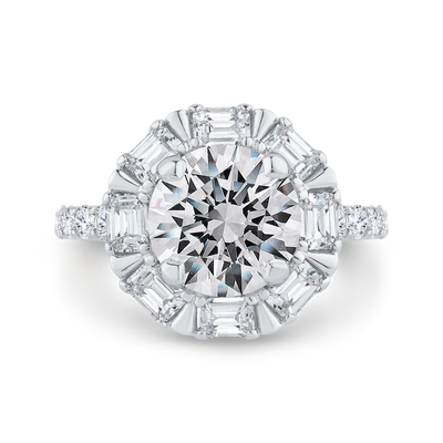 Diamond Halo Engagement Ring in 18K White Gold (Semi-Mount)