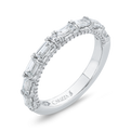 Baguette Cut & Diamond Wedding Band in 18K White Gold