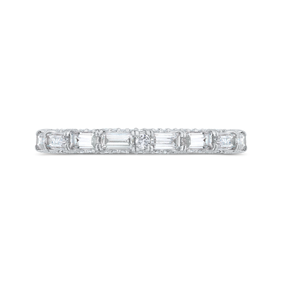 Baguette Cut & Diamond Wedding Band in 18K White Gold