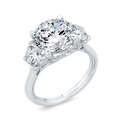 Round Diamond Three-Stone Plus Engagement Ring in 14K White Gold (Semi-Mount)