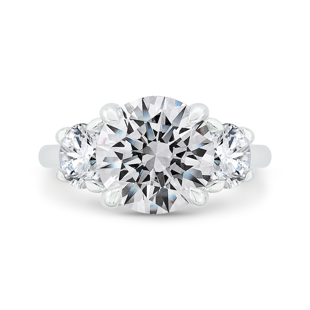 Round Diamond Three-Stone Plus Engagement Ring in 14K White Gold (Semi-Mount)