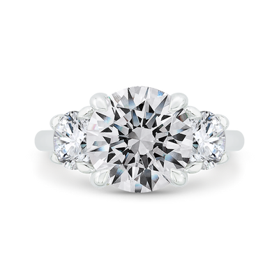 Round Diamond Three-Stone Plus Engagement Ring in 14K White Gold (Semi-Mount)