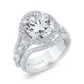 Split Shank Diamond Halo Engagement Ring in 14K White Gold (Semi-Mount)