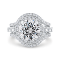 Split Shank Diamond Halo Engagement Ring in 14K White Gold (Semi-Mount)