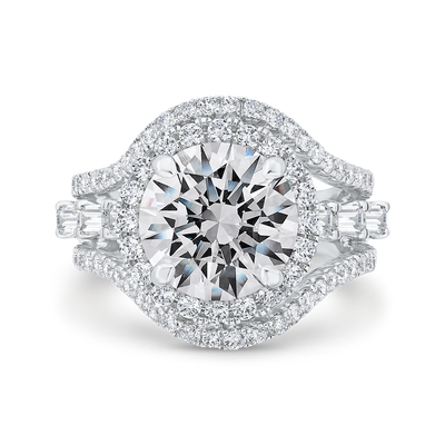 Split Shank Diamond Halo Engagement Ring in 14K White Gold (Semi-Mount)