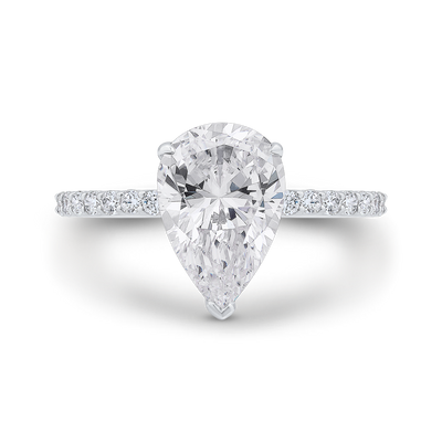 Pear Cut Diamond Engagement Ring in 18K White Gold (Semi-Mount)