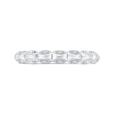 Bezel Set Diamond Wedding Band in 14K White Gold