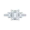 Emerald Cut Diamond Three-Stone Engagement Ring in 18K White Gold (Semi-Mount)
