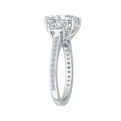 Emerald Cut Diamond Three-Stone Engagement Ring in 18K White Gold (Semi-Mount)