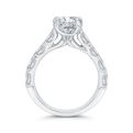 14K White Gold Emerald Cut Diamond Solitaire Plus Engagement Ring (Semi-Mount)