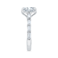 Emerald Cut Diamond Solitaire Engagement Ring in 18K White Gold (Semi-Mount)