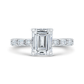 Emerald Cut Diamond Solitaire Engagement Ring in 18K White Gold (Semi-Mount)