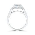 Three Row Round Diamond Halo Engagement Ring in 14K White Gold (Semi-Mount)