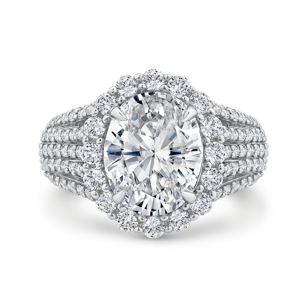 14K White Gold Oval Cut Diamond Engagement Ring (Semi-Mount)