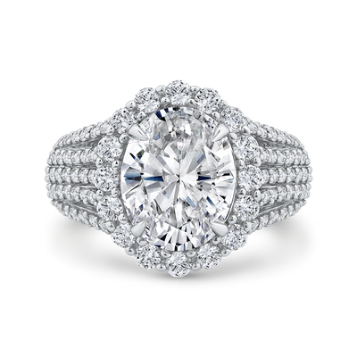 14K White Gold Oval Cut Diamond Engagement Ring (Semi-Mount)