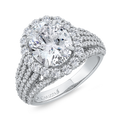 14K White Gold Oval Cut Diamond Engagement Ring (Semi-Mount)