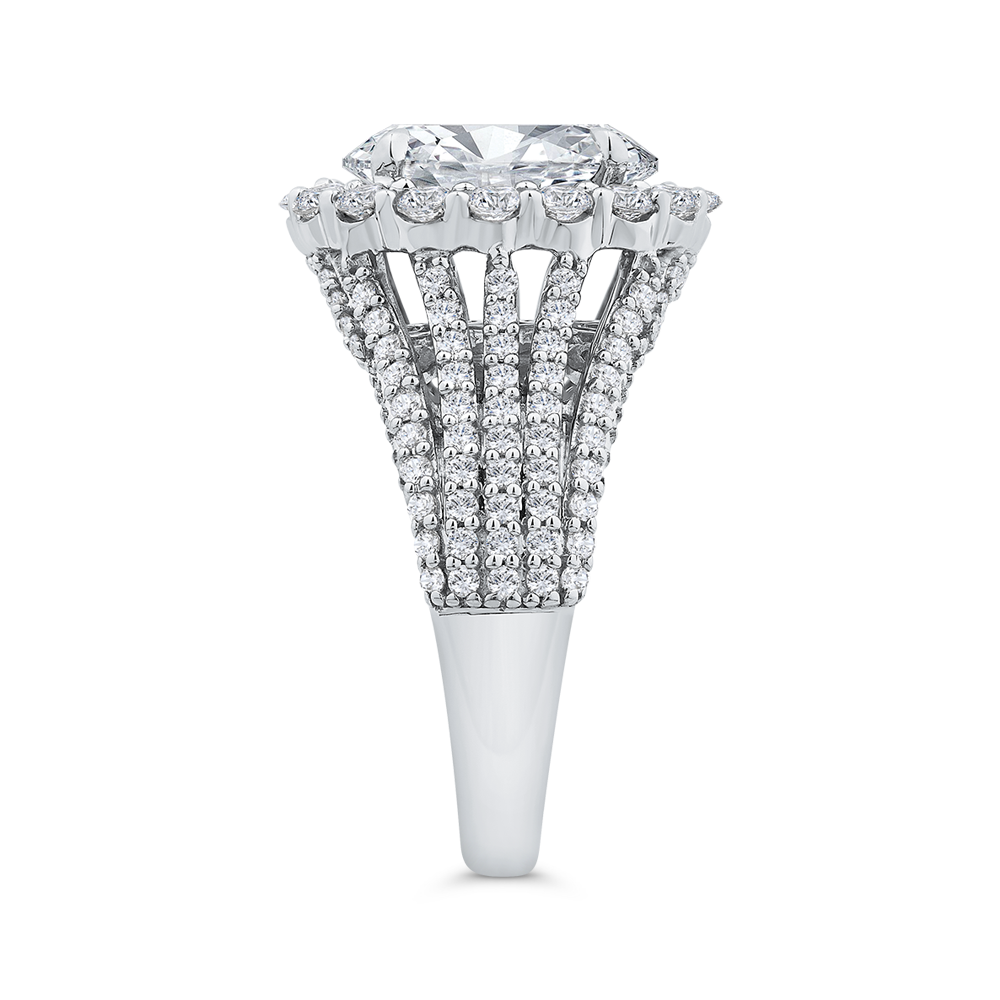 14K White Gold Oval Cut Diamond Engagement Ring (Semi-Mount)