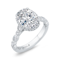 Oval Cut Diamond Halo Engagement Ring in 18K White Gold (Semi-Mount)