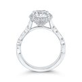 Oval Cut Diamond Halo Engagement Ring in 18K White Gold (Semi-Mount)