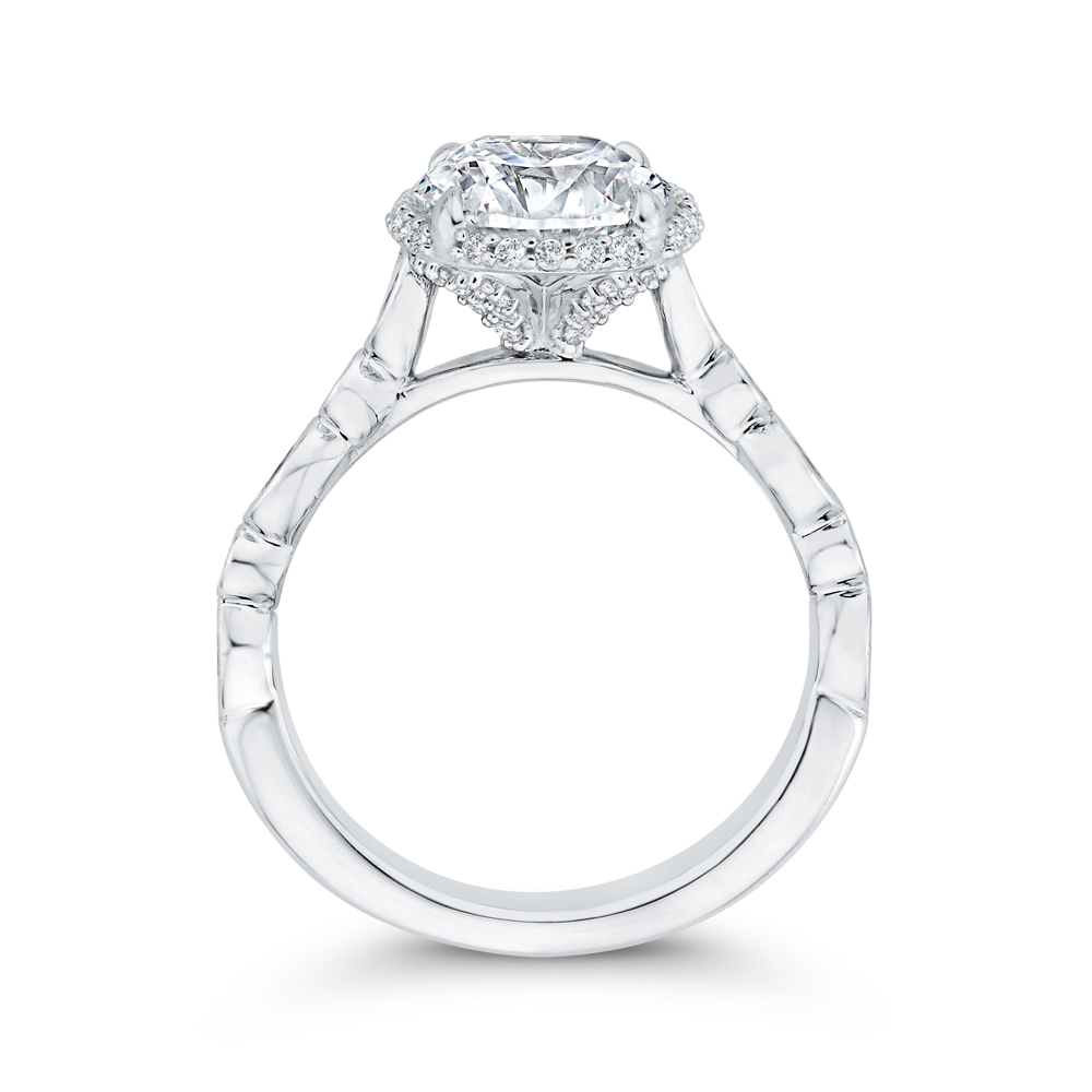 Oval Cut Diamond Halo Engagement Ring in 18K White Gold (Semi-Mount)